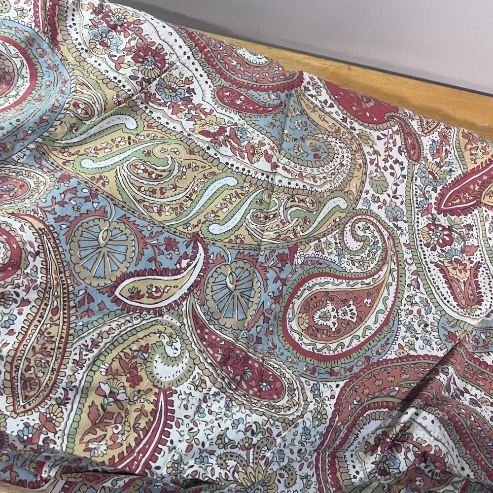 Pottery Barn Harper Paisley Full Queen Duvet Cover & 2 Shams Red Blue Gold Vtg